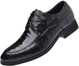 Men Leather Oxford Dress Shoes Round Toe Apron Toe Block Heel Rubber Sole Non Slip Party Comfortable Wedding Office Business Classic Fashion Formal