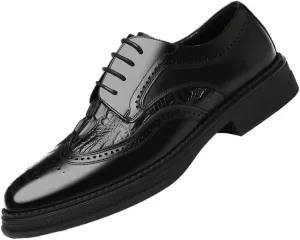 Men's Classic Leather Dress Shoes Mens Wingtip Brogue Shoes Lace-Up Lightweight Casual Walking Oxfords Shoes(7.5)