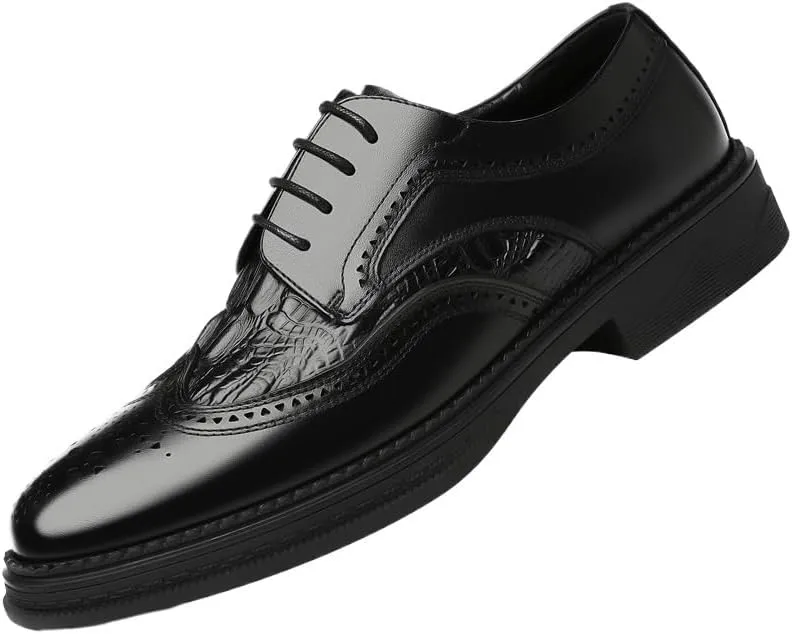 Men's Classic Leather Dress Shoes Mens Wingtip Brogue Shoes Lace-Up Lightweight Casual Walking Oxfords Shoes(7.5)