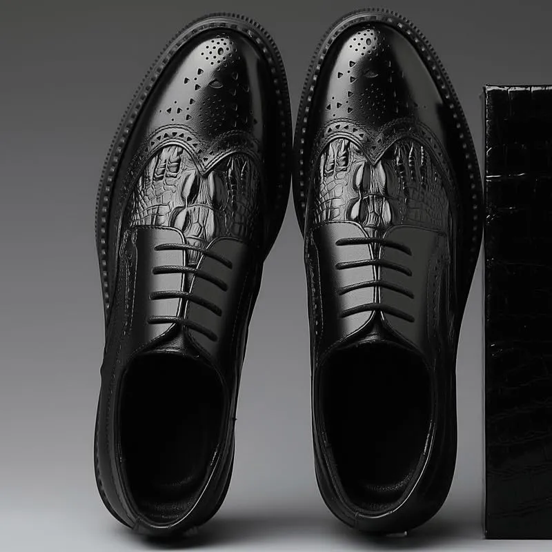 Men's Classic Leather Dress Shoes Mens Wingtip Brogue Shoes Lace-Up Lightweight Casual Walking Oxfords Shoes(7.5)