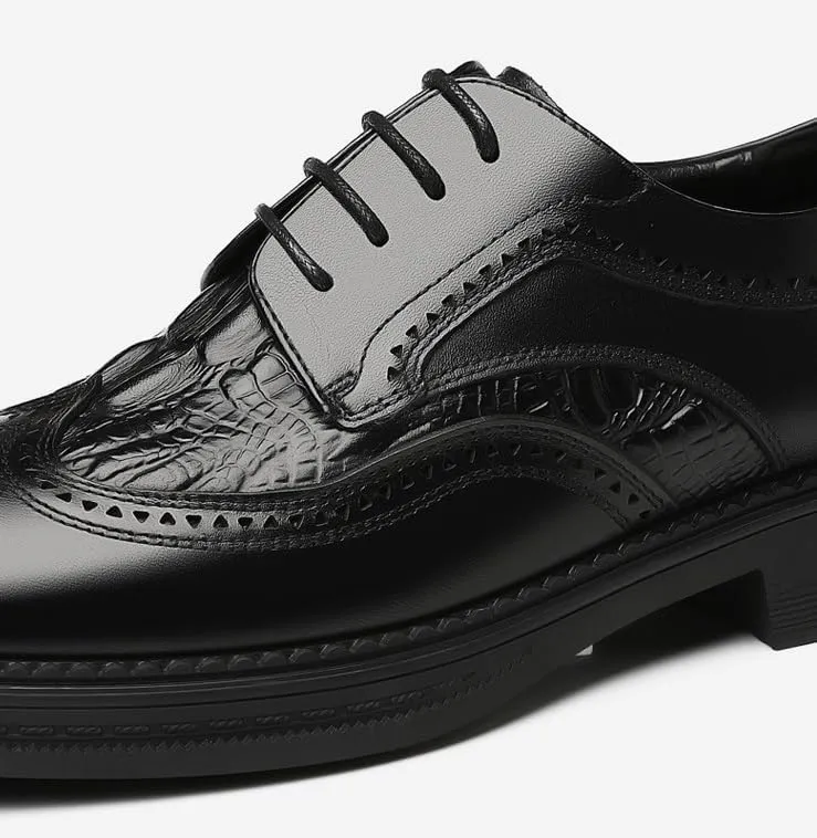 Men's Classic Leather Dress Shoes Mens Wingtip Brogue Shoes Lace-Up Lightweight Casual Walking Oxfords Shoes(7.5)
