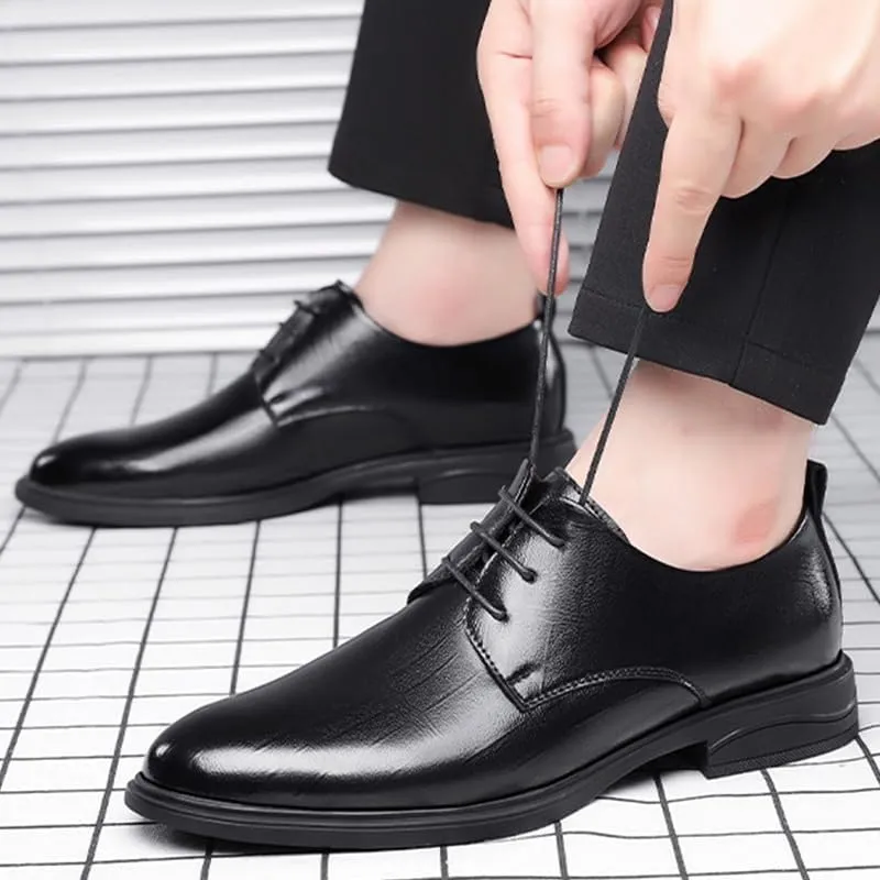 Men's Modern Patent Leather Wingtip Brogue Dress Shoes - Casual Wedding Faux Derby Tuxedo Shoes