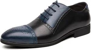 Men's Oxford Dress Shoes Multicolor Brogues Wing Tips Lace Up Patchwork Two Tone Color Round Toe