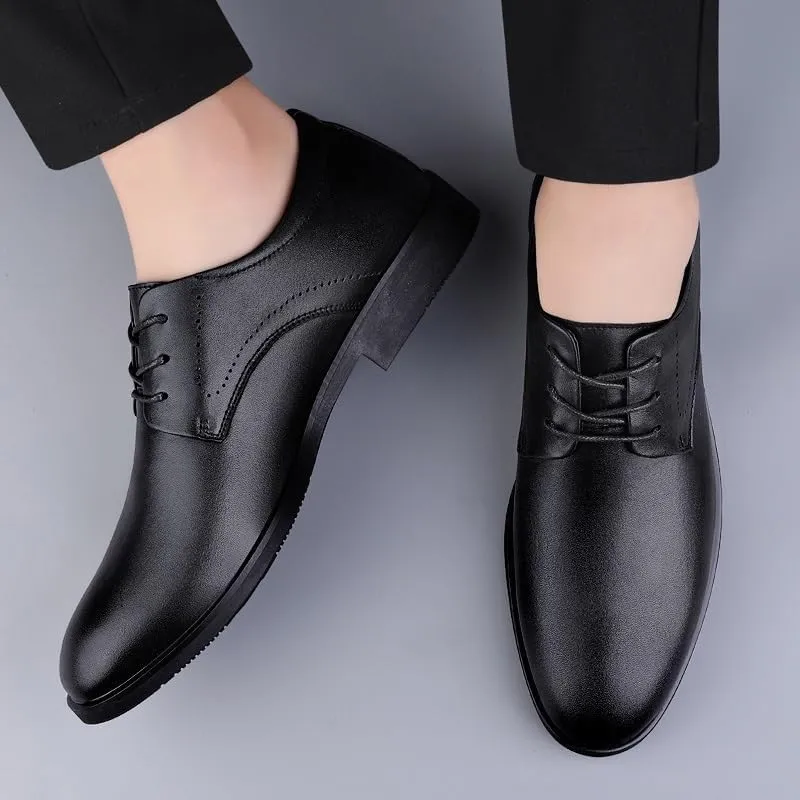 Men's Pointed Toe Dress Shoes, Men's Leather Shoes, Business Dress Shoes All-Match Casual Shock-Absorbing Footwear Wear-Resistant Shoes