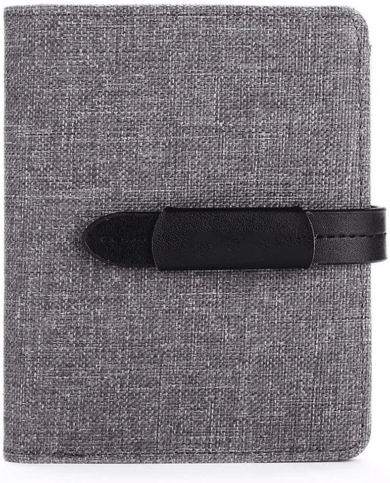 Mens Wallets Leather Men Wallets Small Wallet Men Coin Bag Drawstring Short Male Wallet Oxford Fabric Card Holder Purse (Color : Black 1) (Gray 1)