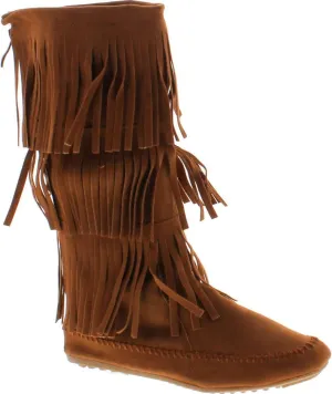 Nature Breeze Womens Cherokee-03 Fringe Mocassin Faux Suede Boots