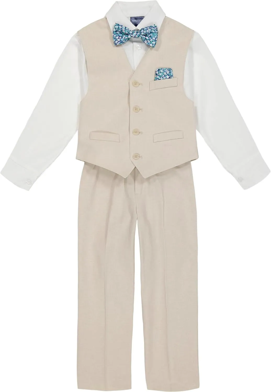 Nautica boys 4 piece Formal Suit Set, Vest, Pants, Collared Dress Shirt, and Tie