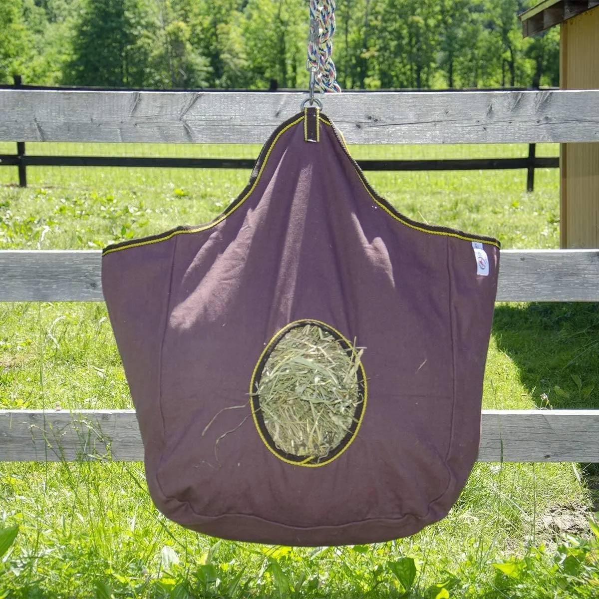 Pair of 2 Extra Wide 19" x 12" x 20" Canvas Hay Bags for Horses and Livestock Fits 3-4 Large Flakes of Hay (Hunter Green)