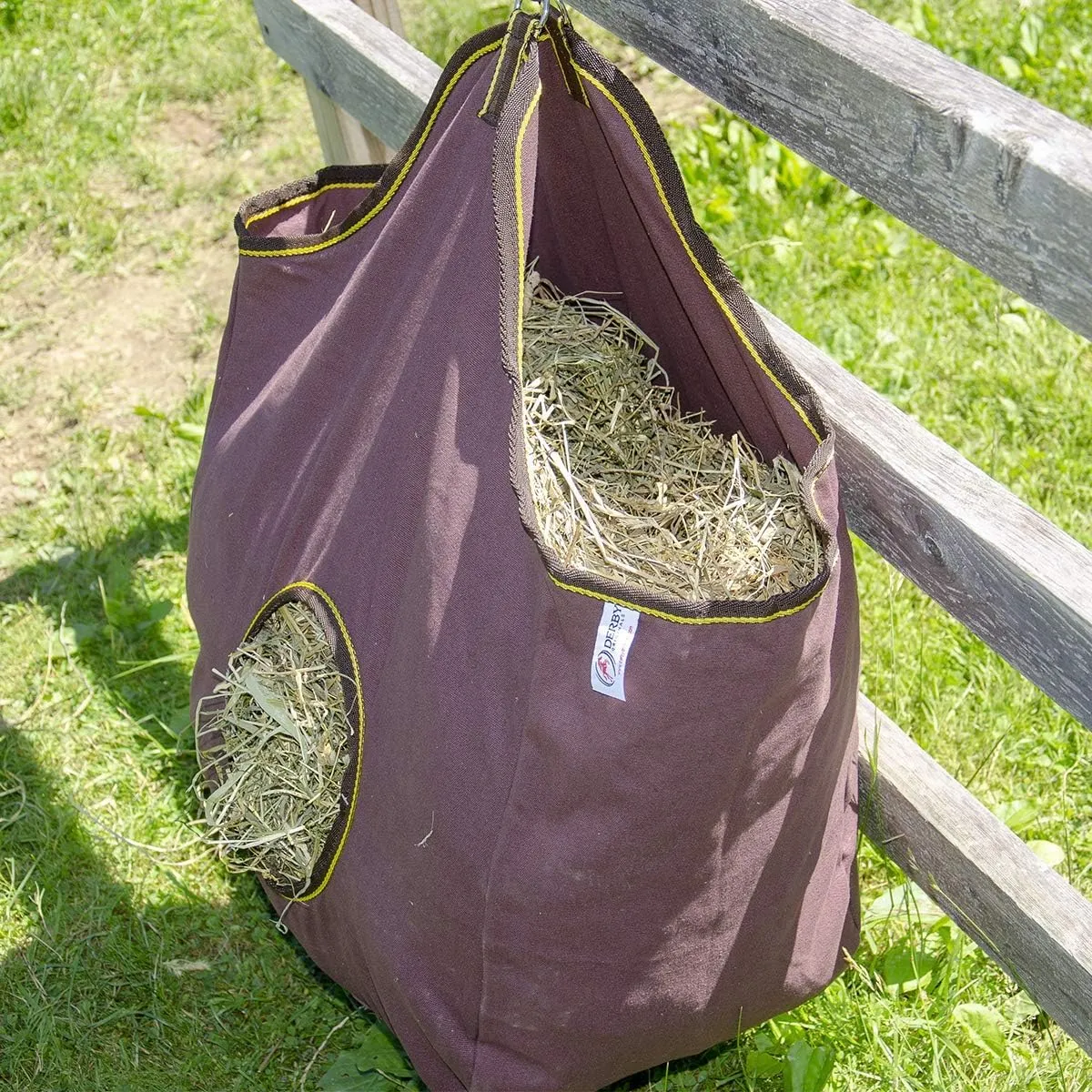 Pair of 2 Extra Wide 19" x 12" x 20" Canvas Hay Bags for Horses and Livestock Fits 3-4 Large Flakes of Hay (Hunter Green)