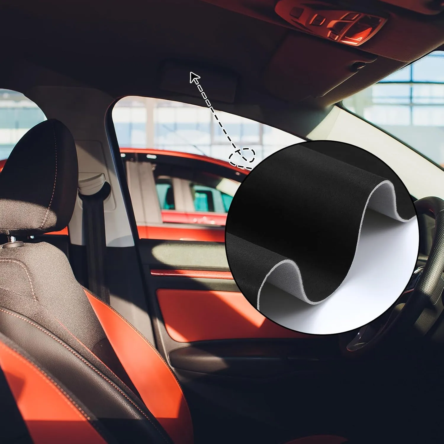 Pangda Suede Headliner Fabric 98 x 60'' with 1/9" Foam Backing Car Roof Headliner Fabric Suede Material Rubber Seam Roller Utility Knife for DIY Automotive Rv Boat Ceiling Interior Repair (Black)