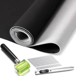 Pangda Suede Headliner Fabric 98 x 60'' with 1/9" Foam Backing Car Roof Headliner Fabric Suede Material Rubber Seam Roller Utility Knife for DIY Automotive Rv Boat Ceiling Interior Repair (Black)