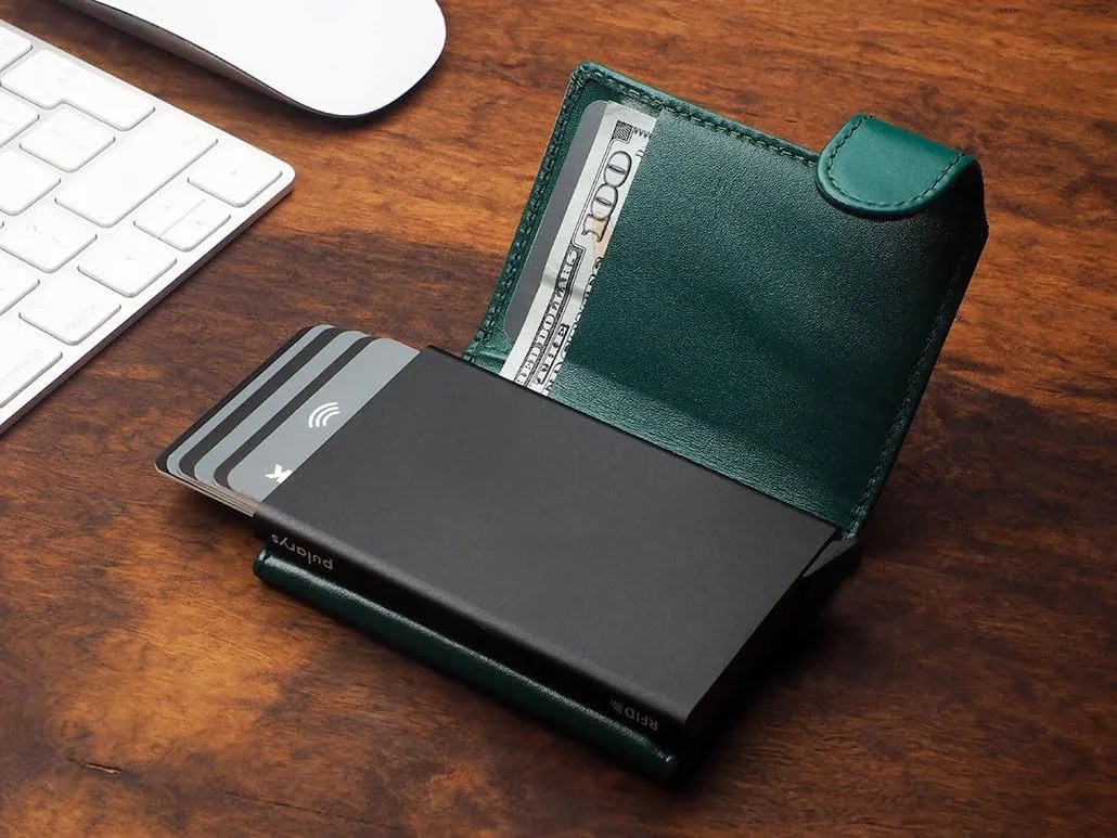 pularys Mini Wallet OXFORD - Credit Card Holder Made of Italian Leather - RFID blocking - Space for Cash and Coins - Up to 9 Cards - For Men and Women - Fashionable Colors