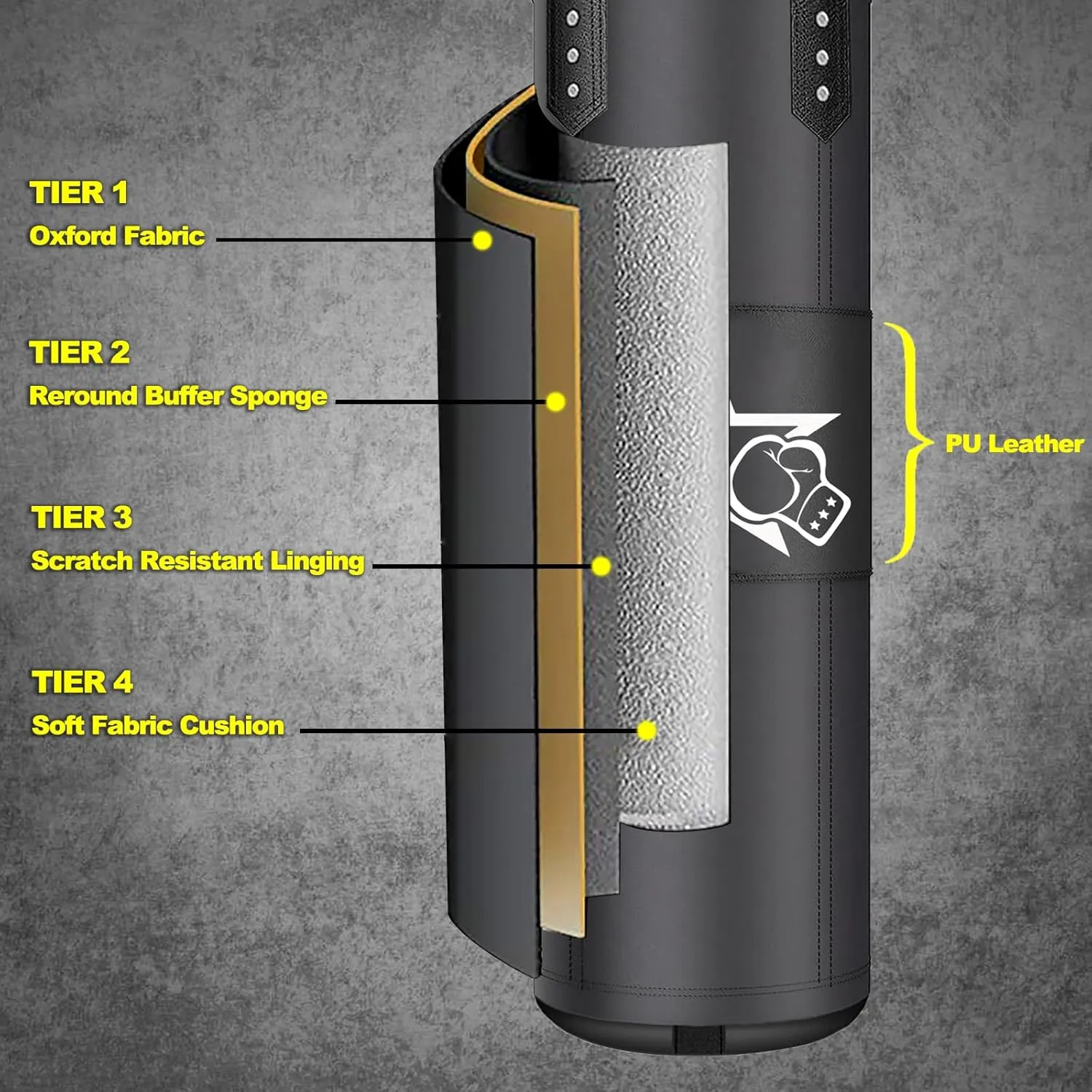 Punching Bag for Adults,Heavy Boxing Bag Set 4ft/120cm,Boxing Training Equipment Set for MMA Kickboxing Boxing Karate Home Gym Training(Unfilled)