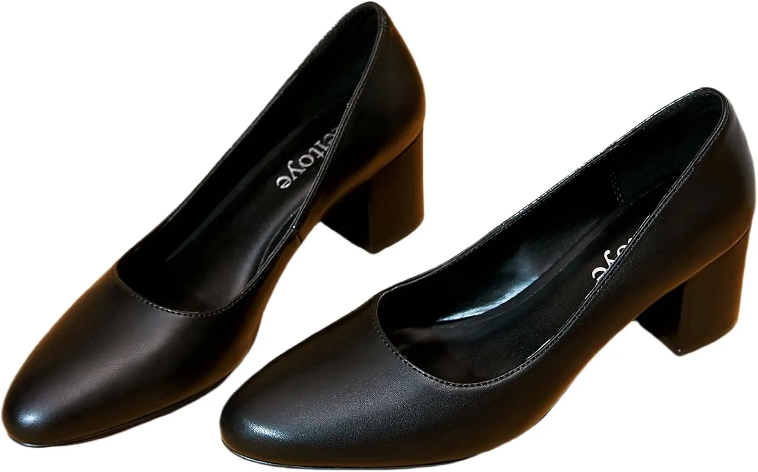 Reitoye Women's Chunky Heel Pumps Closed Toe Dress Pump Heels