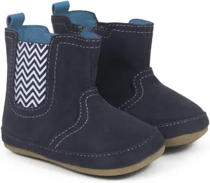 Robeez Baby Boys First Kicks, Maddox Navy Suede, 6-9 Months
