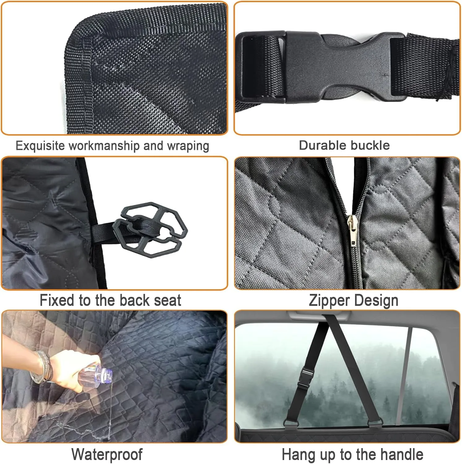 RUIANTE Dog Car Seat Cover Protector Compatible with Toyota Camry 2017-2023 Lexus UX Back Seat Pet Cover Dogs Hammock Backseat Cover with Side Flaps Storage Pocket Zip Mesh (Black)