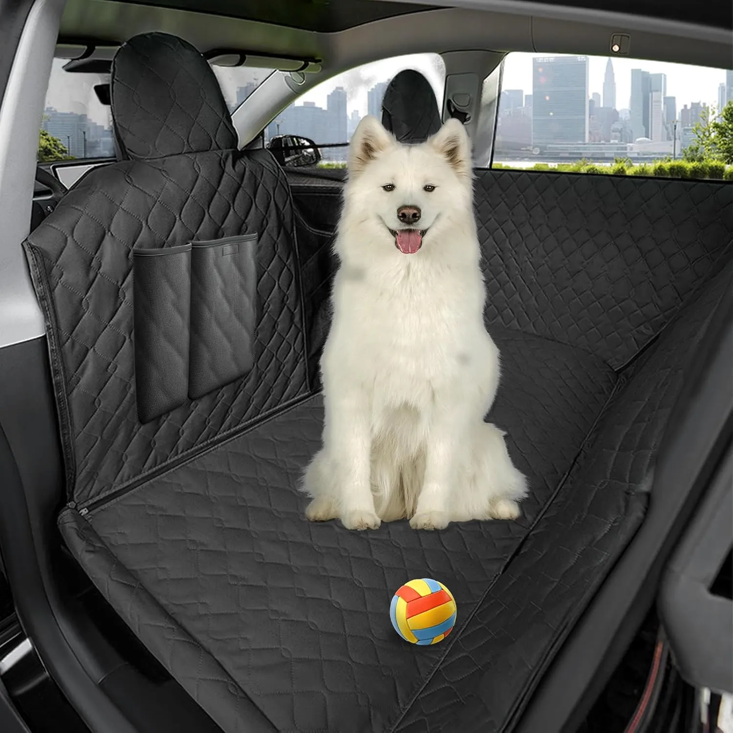 RUIANTE Dog Car Seat Cover Protector Compatible with Toyota Camry 2017-2023 Lexus UX Back Seat Pet Cover Dogs Hammock Backseat Cover with Side Flaps Storage Pocket Zip Mesh (Black)