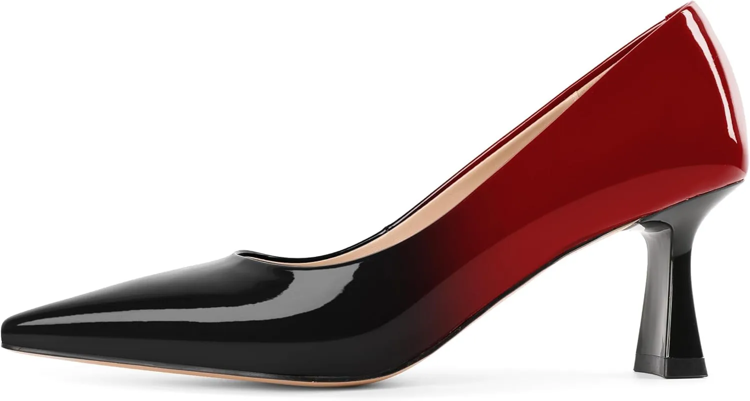 SAMMITOP Womens Kitten Heel Pumps Square Toe Comfortable Low Heels 2.5 Inch Office Work Dress Pump Shoes