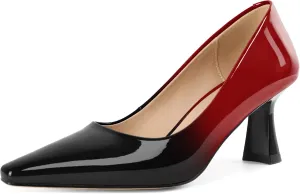 SAMMITOP Womens Kitten Heel Pumps Square Toe Comfortable Low Heels 2.5 Inch Office Work Dress Pump Shoes