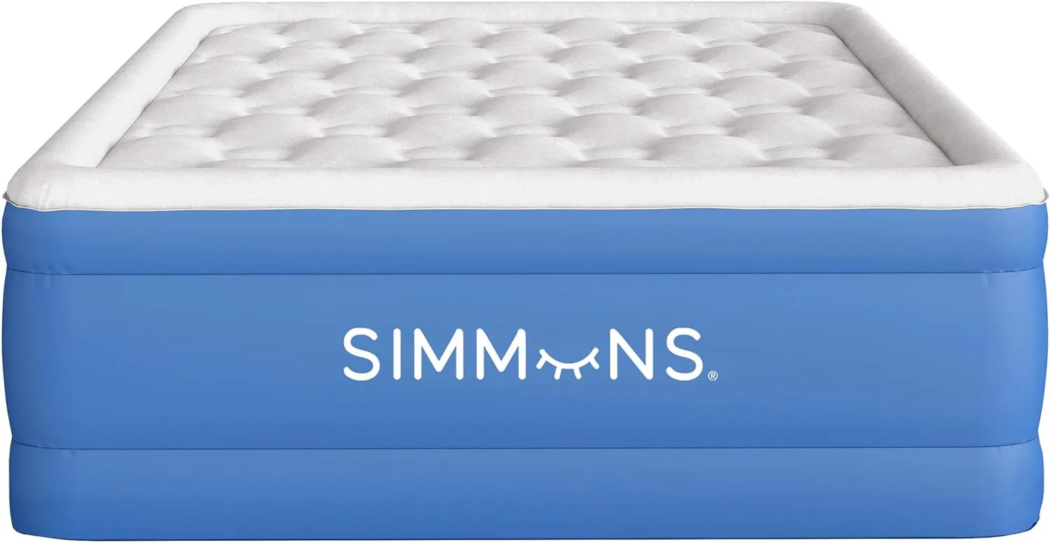 Simmons Rest Aire Mattress Air Bed with Side Built-in Pump and Soft Velveteen Topper, 17" Full