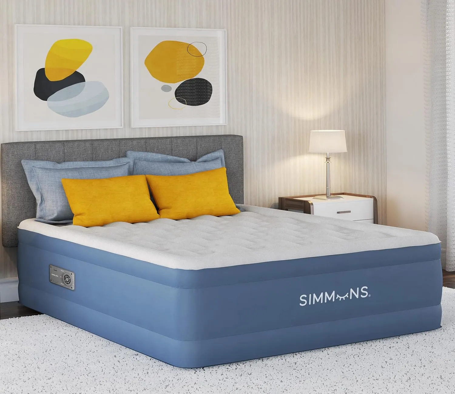 Simmons Rest Aire Mattress Air Bed with Side Built-in Pump and Soft Velveteen Topper, 17" Full