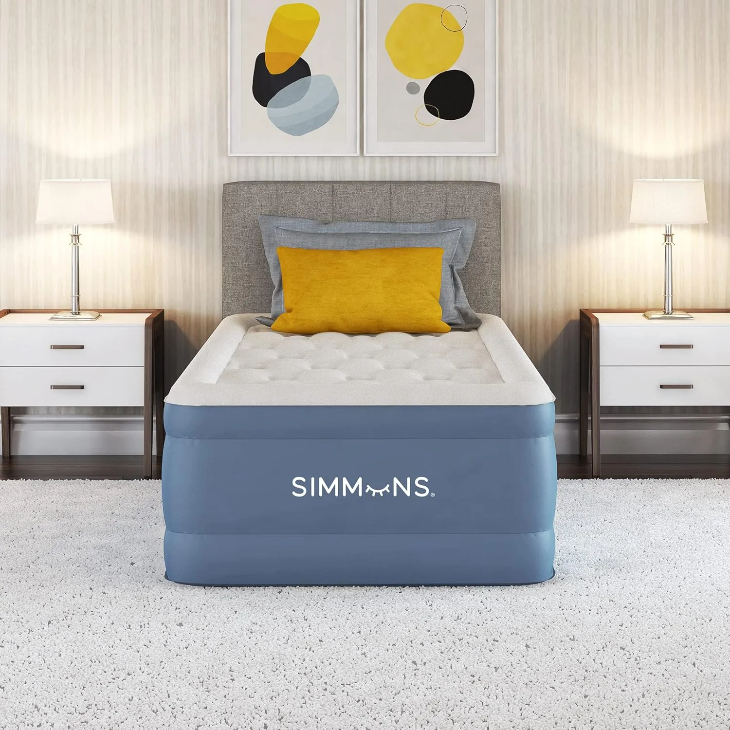 Simmons Rest Aire Mattress Air Bed with Side Built-in Pump and Soft Velveteen Topper, 17" Full
