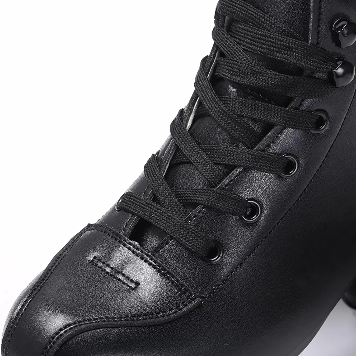 Skates Women's Men's High Top Black PU Leather Classic Double Row Adjustable Outdoor Indoor Quad Skates and Roller Derby