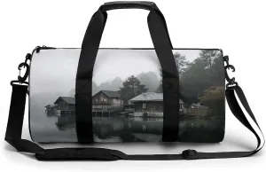 Sports Gym Bag for Women Men Travel Duffel Bag Tote Weekender Bag Hut by The River Carry on Overnight Bag for Travel Swimming Fitness Workout Sports Duffle Bag