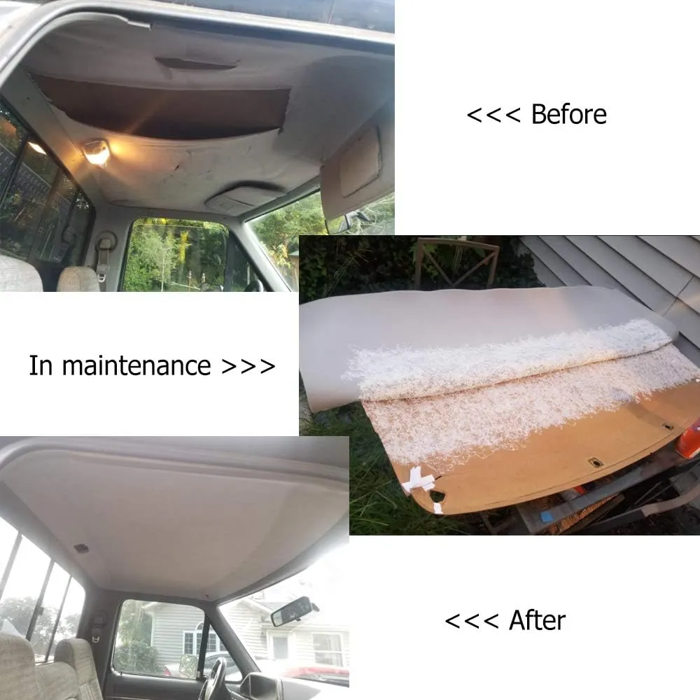 Suede Headliner Fabric 60" W×96" L with Foam Backing Black Auto Suede Headliner Material Car Roof Upholstery Fabric for Truck RV SUV Boat Home Repair Replacement