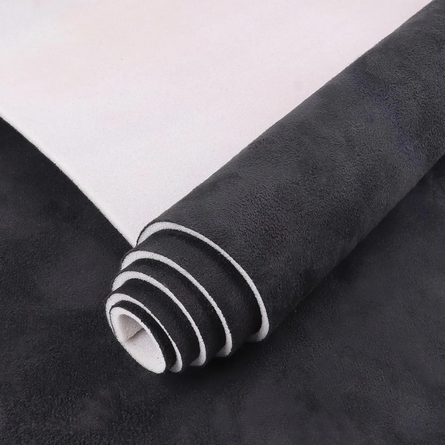 Suede Headliner Fabric 60" W×96" L with Foam Backing Black Auto Suede Headliner Material Car Roof Upholstery Fabric for Truck RV SUV Boat Home Repair Replacement