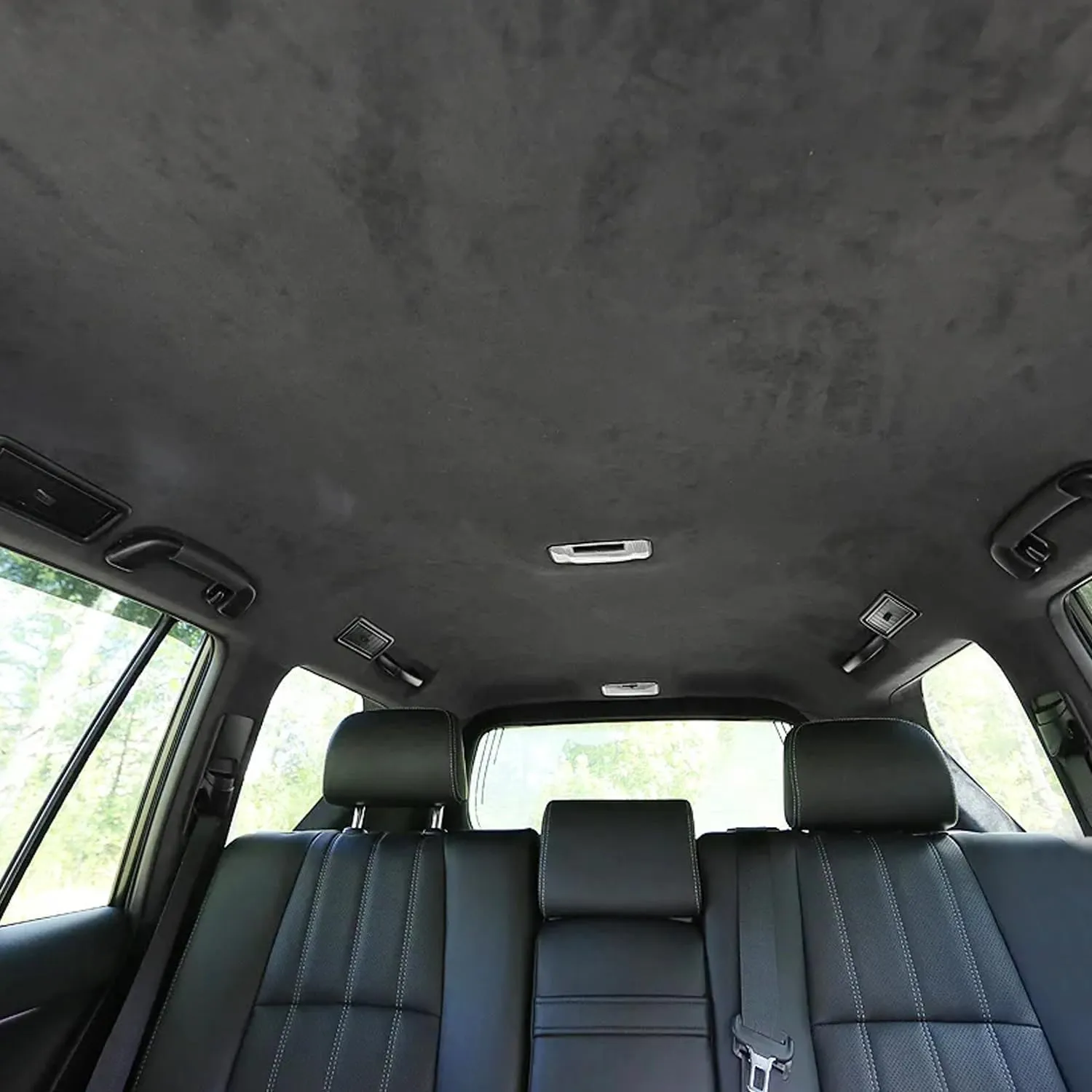 Suede Headliner Fabric 60" W×96" L with Foam Backing Black Auto Suede Headliner Material Car Roof Upholstery Fabric for Truck RV SUV Boat Home Repair Replacement