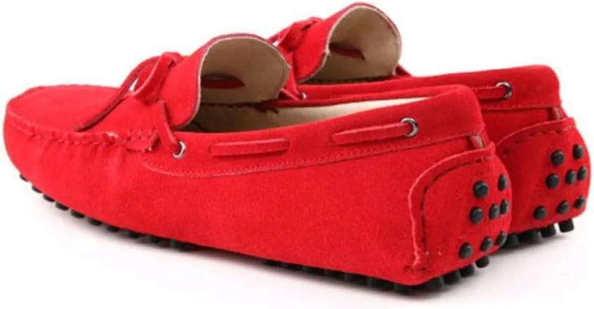 TDA Men's New Knot Suede Driving Loafers Penny Boat Shoes