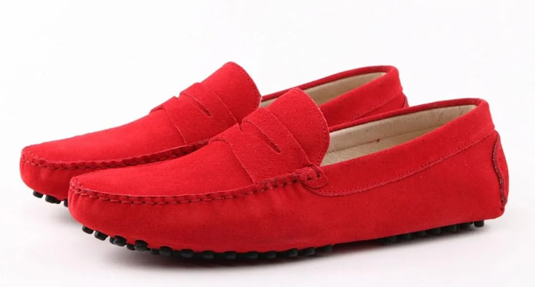 TDA Men's Stripe Multi Color Hot Suede Moccasin Loafers Boat Shoes