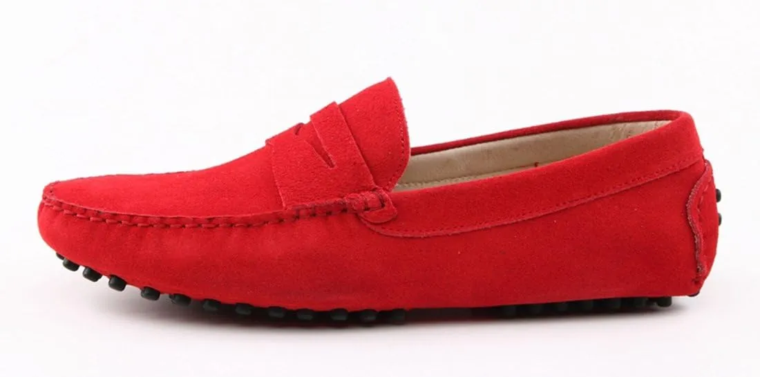 TDA Men's Stripe Multi Color Hot Suede Moccasin Loafers Boat Shoes