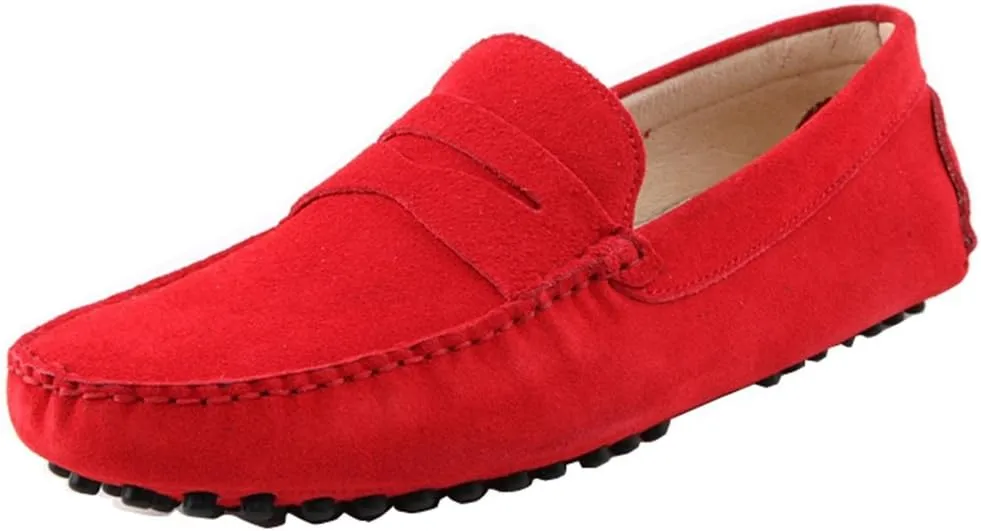 TDA Men's Stripe Multi Color Hot Suede Moccasin Loafers Boat Shoes