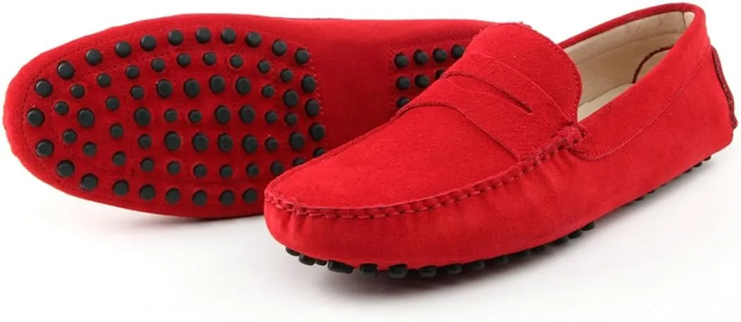 TDA Men's Stripe Multi Color Hot Suede Moccasin Loafers Boat Shoes