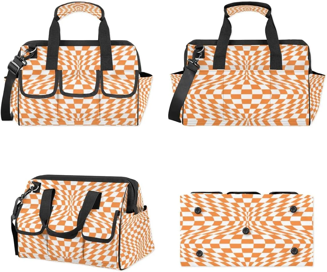 Tool Bag with Shoulder Strap Abstractions Interesting Organizer Pockets Tools Tote Bags for Men Women Adult Toolbag for Car Home Work Travel Storage