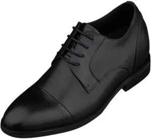 TOTO Men's Invisible Height Increasing Elevator Shoes - Black Premium Leather Lace-up Micro-Perforated Formal Derby Oxfords - 2.8 Inches Taller - K9277- Size 12 D(M) US