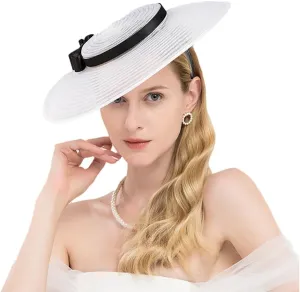 Vintage Fascinators Pillbox Hat for Women Straw Fedora Wide Brim Ladies Church Sinamay Derby Hats
