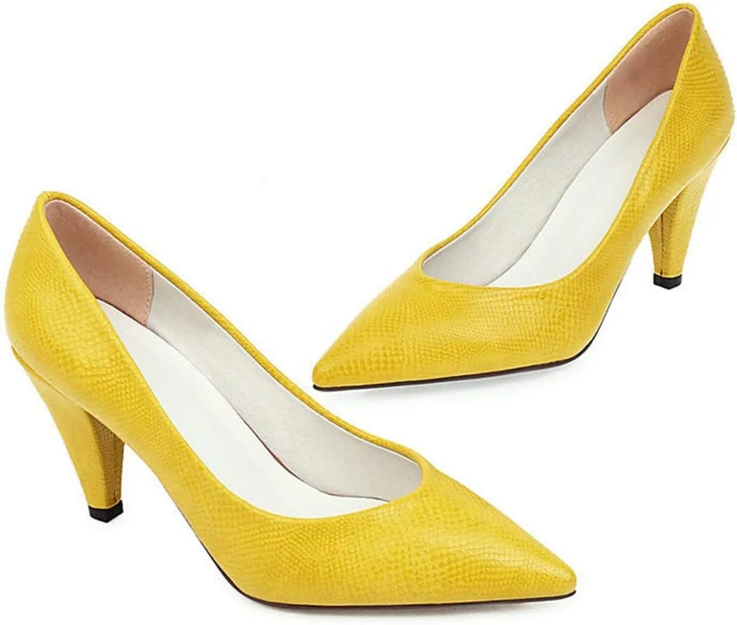 VOKLIN Women's Fashion Pointed Toe Comfy Kitten Low Heels Pumps Slip On Formal Work Office Dress Pump Shoes