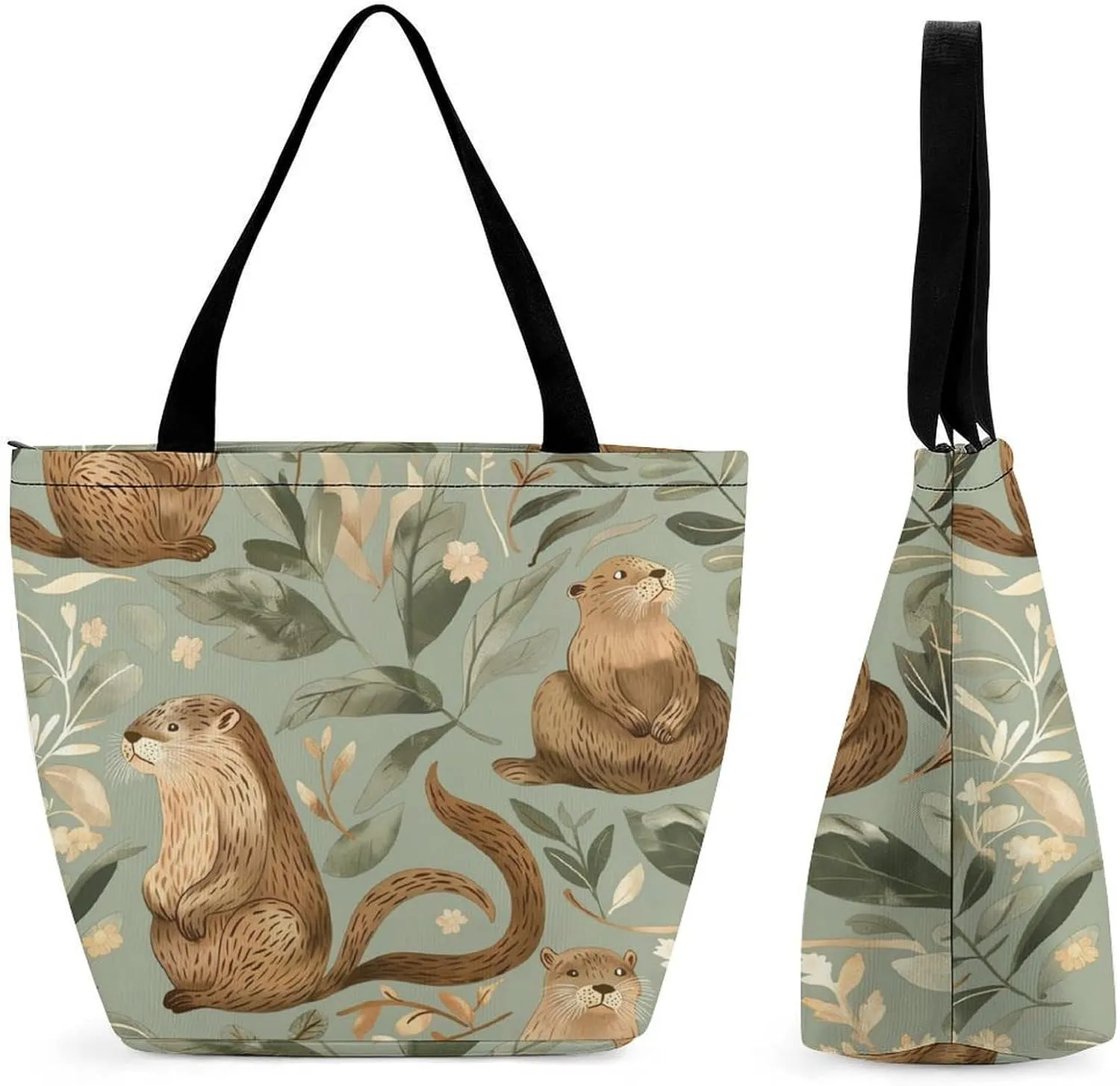 Women's Handbags Otters Pattern Cute Shopping Bag Leather Tote Bag Satchel Bags
