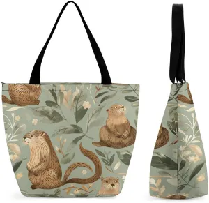 Women's Handbags Otters Pattern Cute Shopping Bag Leather Tote Bag Satchel Bags