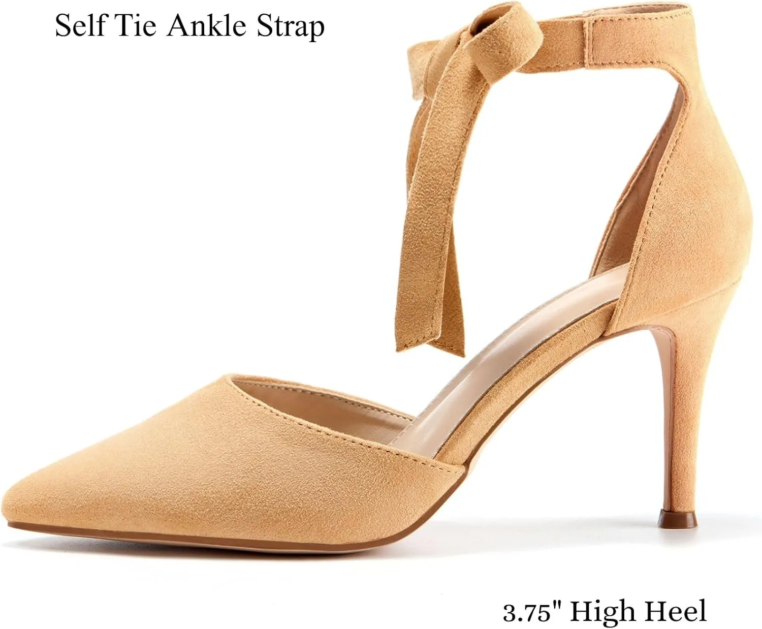 Womens High Heel Pointed Toe Pumps Ankle Tie Classic Office Special Dress Party Shoes