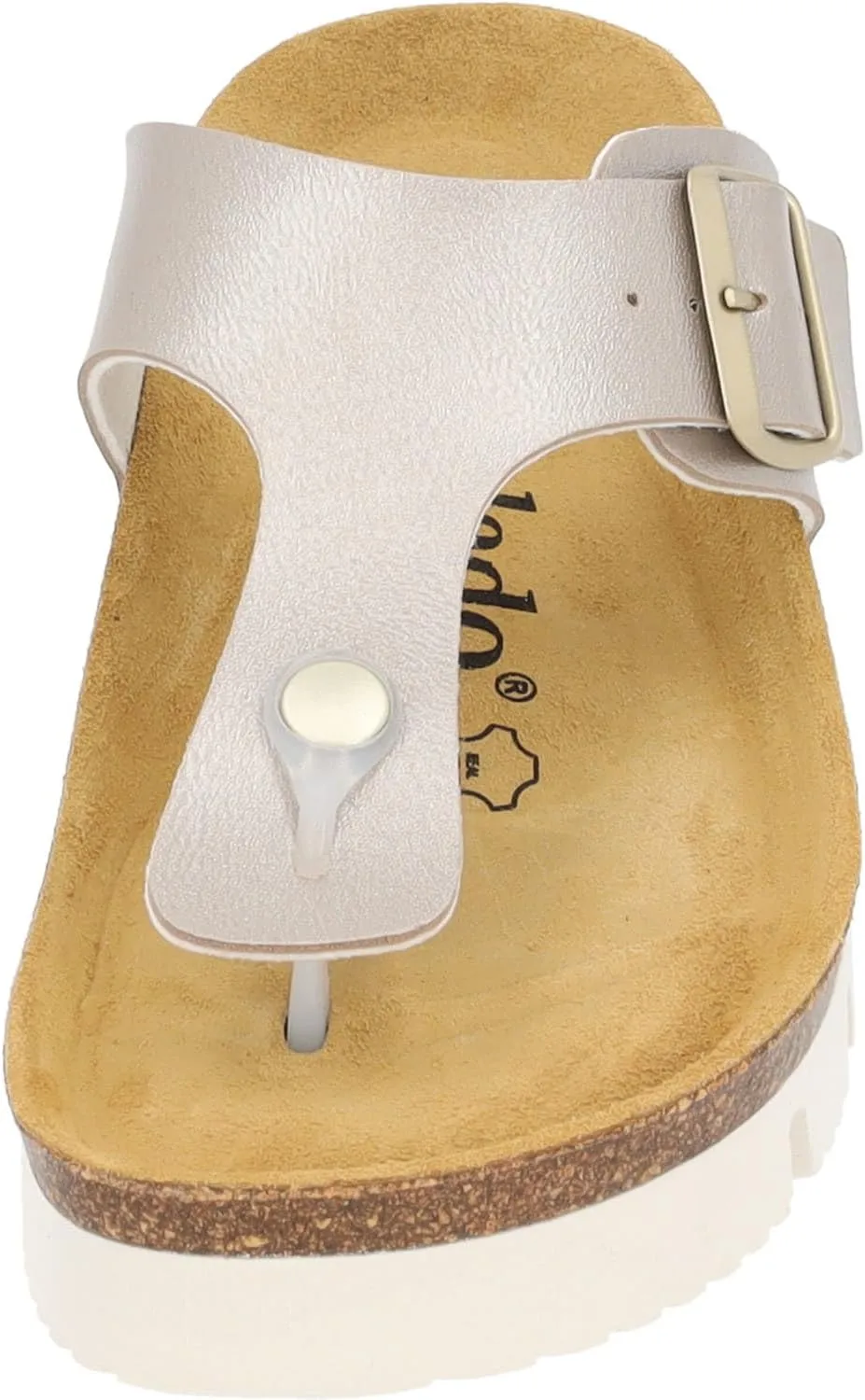 Women's Kos PL Metallic Toe Separator - Made in Spain - Upper with Shimmering Metallic Finish - Platform EVA Sole - Suede Insole