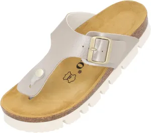 Women's Kos PL Metallic Toe Separator - Made in Spain - Upper with Shimmering Metallic Finish - Platform EVA Sole - Suede Insole