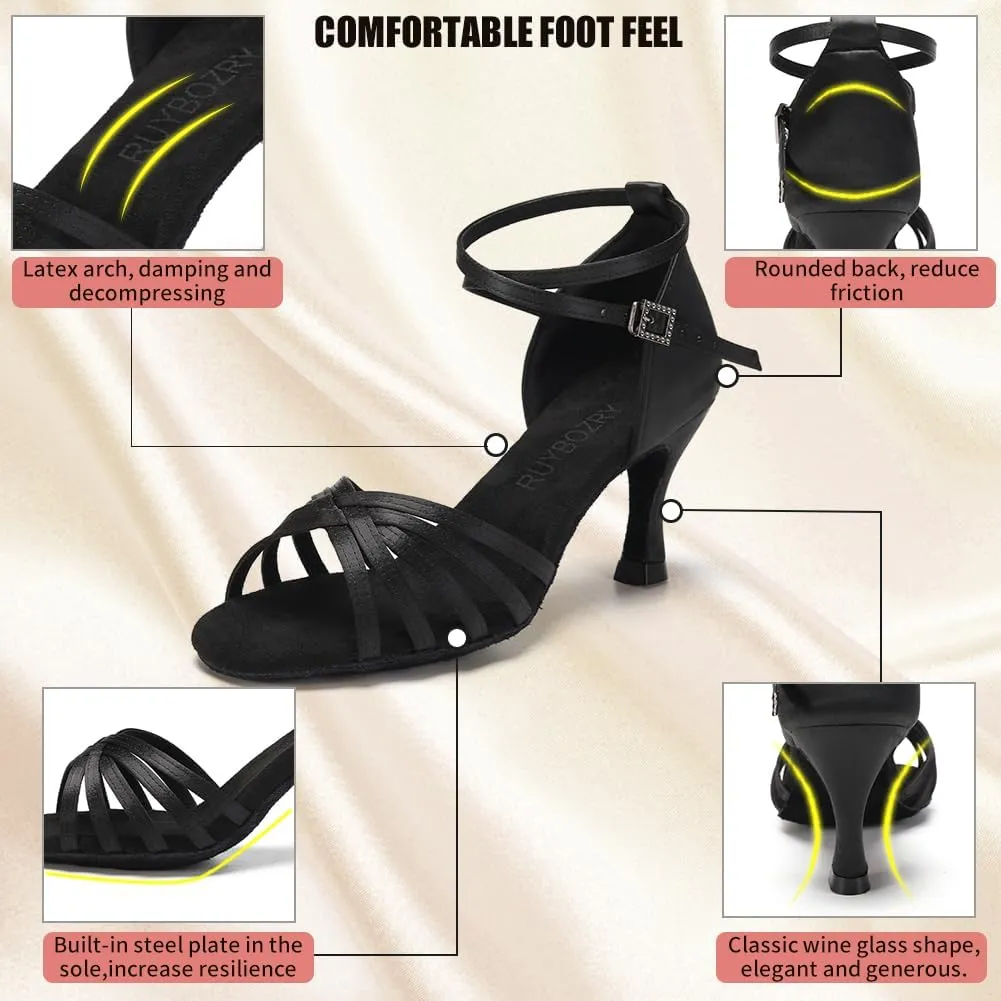 Women's Latin Salsa Dance Shoes Ballroom Performance Professional Practice Dancing Shoes,Model 802QB