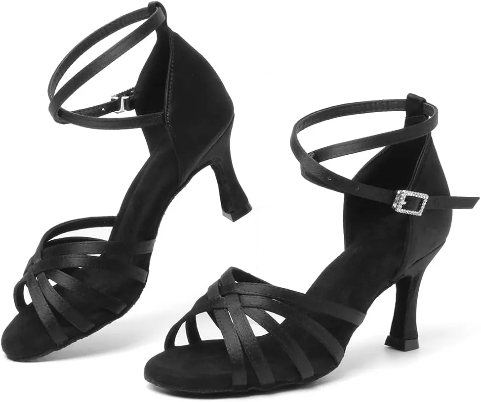 Women's Latin Salsa Dance Shoes Ballroom Performance Professional Practice Dancing Shoes,Model 802QB