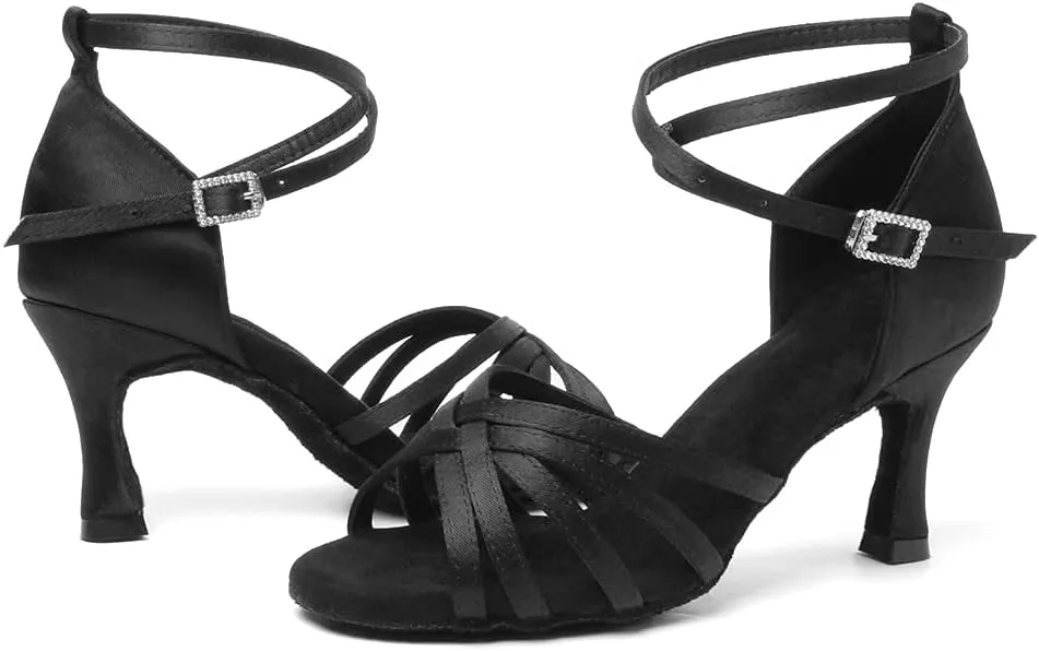 Women's Latin Salsa Dance Shoes Ballroom Performance Professional Practice Dancing Shoes,Model 802QB