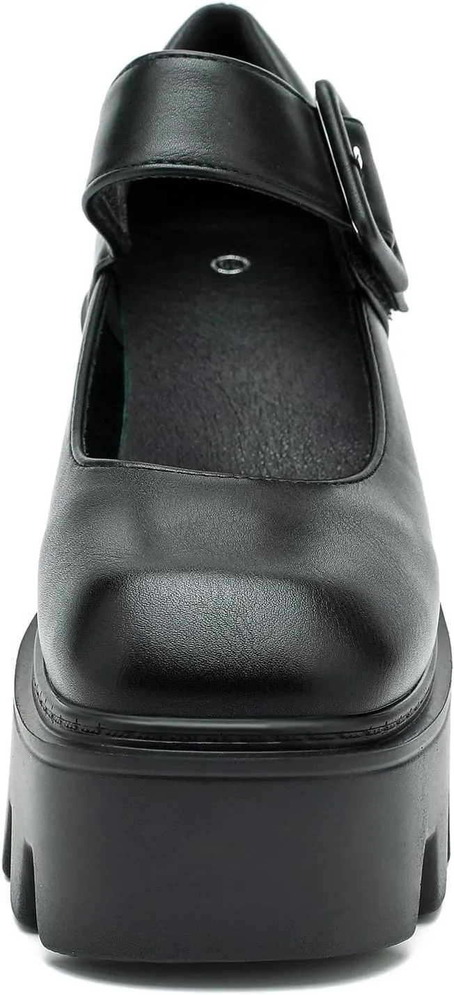 Women's Lolita Platform Mary Janes Shoes Lug Sole Gothic Chunky Heel Uniform Pumps with Ankle Strap