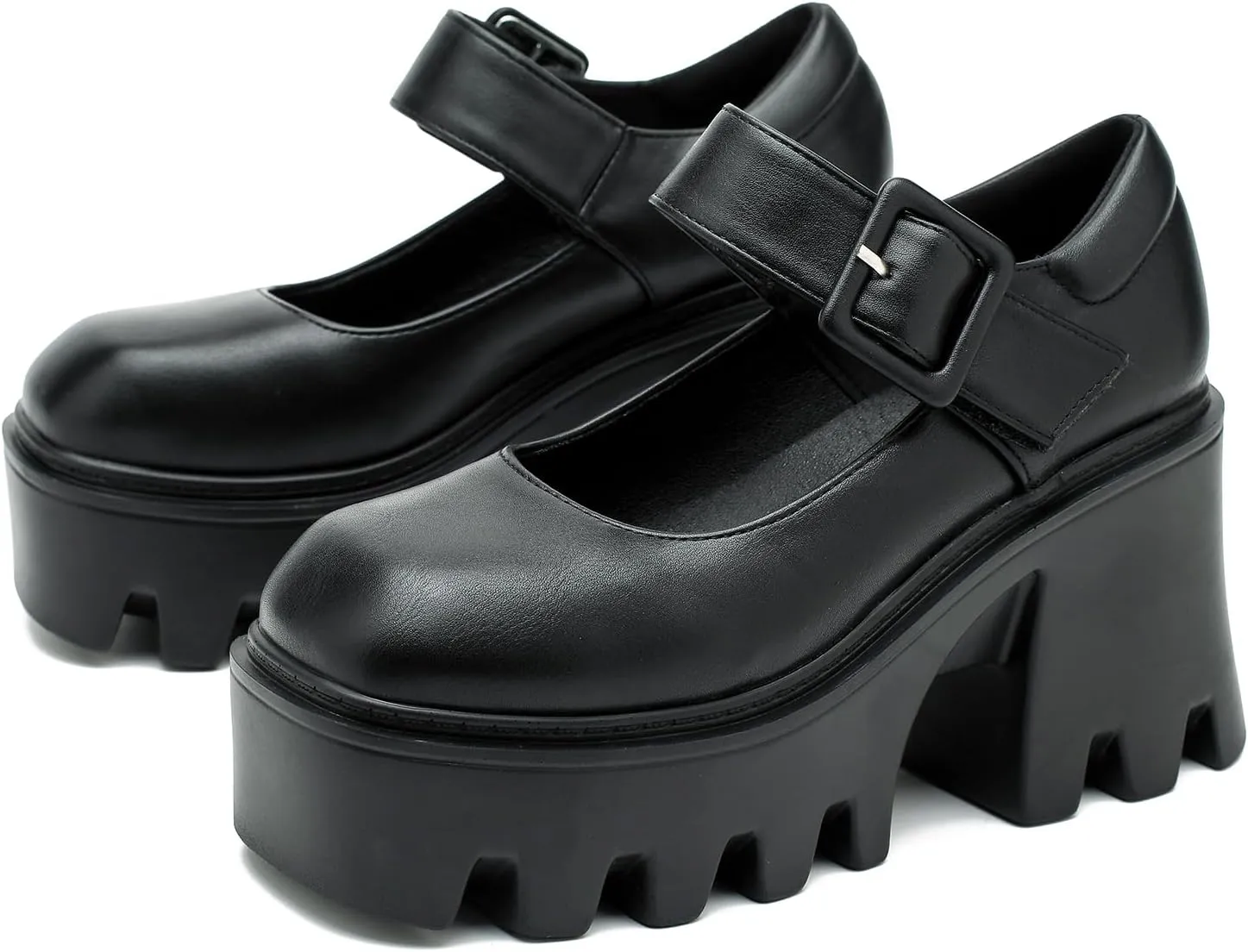 Women's Lolita Platform Mary Janes Shoes Lug Sole Gothic Chunky Heel Uniform Pumps with Ankle Strap
